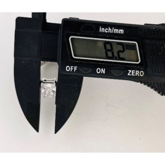 Princess Cut Sterling Silver 925 Engagement Ring with CZ & Pave Band Size 10 - Picture 7 of 9